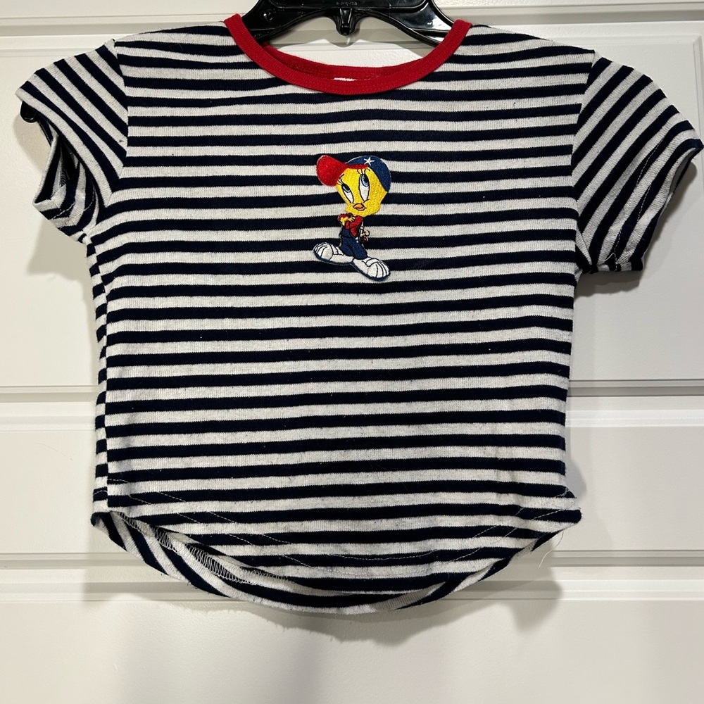 Tweety bird girls striped tee looney tunes space jam